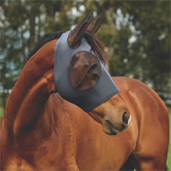 2026 WeatherBeeta Comfitec Deluxe Stretch Fly Mask With Ears 1029984014 - Charcoal / Black